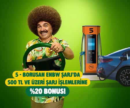 Borusan EnBW Şarj'da 500 TL ve üzeri şarj işlemlerine %20 bonus