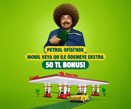 Petrol Ofisi'nde mobil veya qr ile ödemeye ekstra 50 TL bonus!