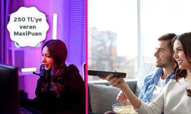 Dijital Platform Ödemelerinize Ve Gaming Harcamalarınıza 250 TL MaxiPuan!
