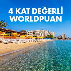 MilPlus Seyahat Hattı ve milplus.com.tr üzerinden yapacağınız Kıbrıs paketi harcamalarınızda 4 kat değerli Worldpuan!