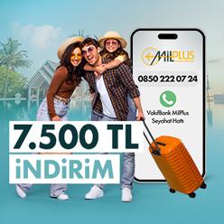 MilPlus Seyahat Hattı üzerinden yapacağınız otel rezervasyonlarına 7.500 TL indirim!
