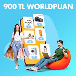 Seçili e- ticaret platformlarından alışverişlerinize 900 TL Worldpuan!