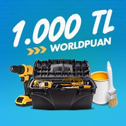 Yapı marketi alışverişinize 1.000 TL Worldpuan!