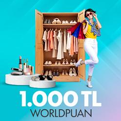Giyim, çiçek ve kozmetik alışverişlerinize 1.000 TL Worldpuan!