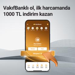 VakıfBank'lı ol, ilk harcamanda 1.000 TL indirim ve 10.000 TL'ye kadar faizsiz masrafsız Taksitli Nakit Avans kazan.