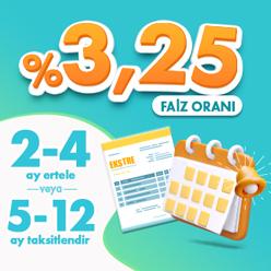 Ekstrelerinizi aylık %3,25 faiz oranıyla 2-4 ay arası erteleyebilir veya 5-12 ay arası taksitlendirebilirsiniz!