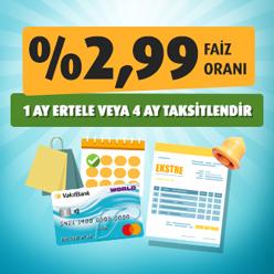 Ekstrelerinizi aylık %2,99 faiz oranıyla 1 ay erteleyebilir veya 4 aya kadar taksitlendirebilirsiniz!