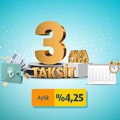 Aylık %4,25 faiz oranı ile 3 aya kadar Taksitli Nakit Avans Fırsatı!