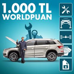 Otomotiv lastik, yedek parça ve araç bakım harcamalarınıza 1.000 TL Worldpuan!