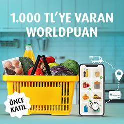 Gıda marketi alışverişlerinize 1.000 TL'ye varan Worldpuan!